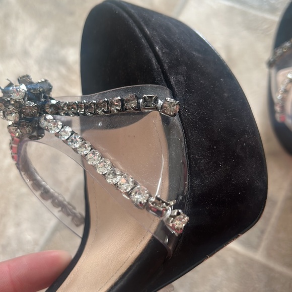 Schutz Black Bling Jayda Platform Suede Heels 9.5 - Picture 10 of 16